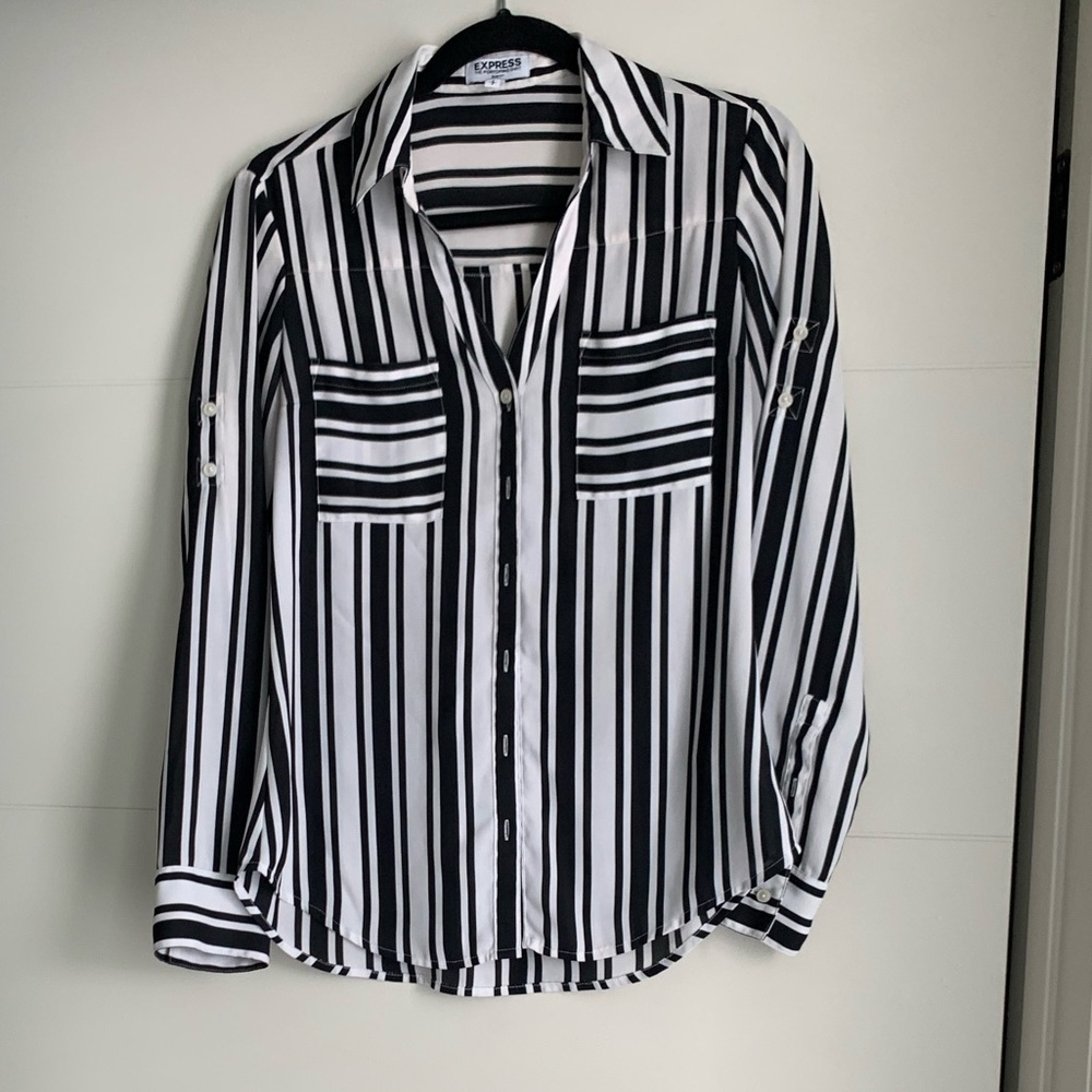 Express Black and White Button Down